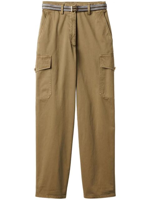 Miu Miu garment-dyed cotton trousers - Green - zdjęcie produktu nr 1