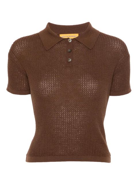 Guest In Residence Shrunken knitted polo top - Brown - zdjęcie produktu nr 1