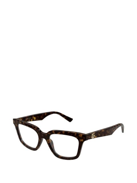 Gucci Eyewear tortoiseshell-effect rectangle-frame glasses - Brown - zdjęcie produktu nr 2
