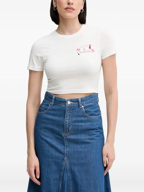 MC2 Saint Barth embroidered-detail crop T-shirt - White - zdjęcie produktu nr 1