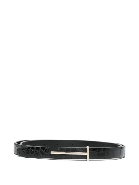 TOM FORD crocodile-embossed T-buckle belt - Black - zdjęcie produktu nr 1