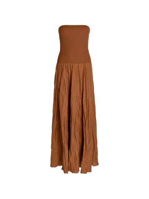 Johanna Ortiz ribbed bandeau gathered midi dress - Brown - zdjęcie produktu nr 1