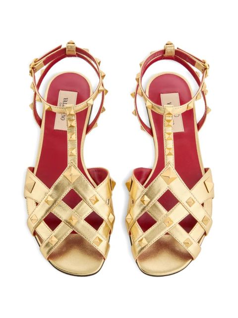 Valentino Garavani Studdy sandals in laminated nappa 05mm - Gold