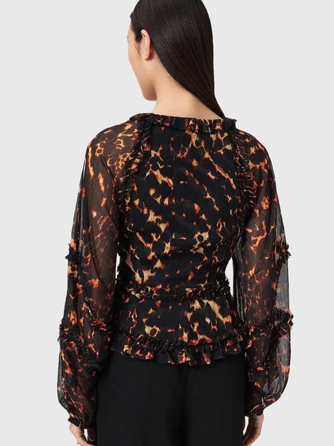 AllSaints bluzka damska kolor brązowy wzorzysta W052PD - zdjęcie produktu nr 2