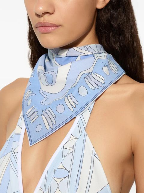 PUCCI Angoli-print cotton square scarf - Blue