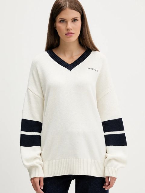 Guess Jeans sweter z dodatkiem wełny damski kolor beżowy W5BR10 Z0561 - zdjęcie produktu nr 1