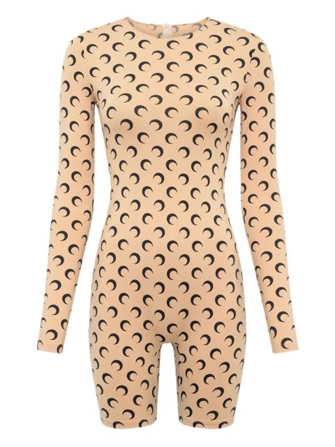 Marine Serre crescent-moon printed playsuit - Neutrals - zdjęcie produktu nr 1