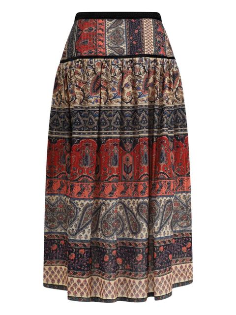 Valentino Garavani Voyage Imaginaire-print muslin midi skirt - Neutrals