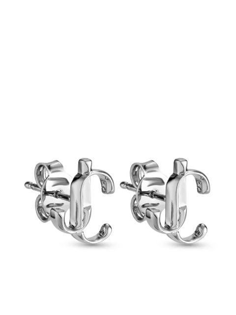 Jimmy Choo logo-lettering stud earrings - Silver