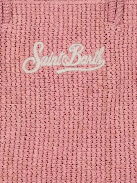 MC2 Saint Barth logo-embroidered raffia shoulder bag - Pink