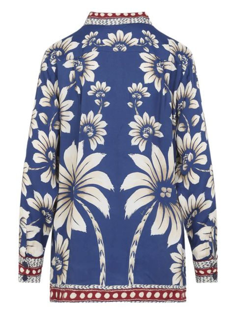 FARM Rio floral palm button-down top - Blue - zdjęcie produktu nr 2