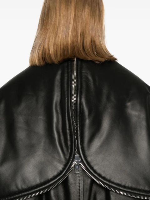 The Attico padded leather bomber jacket - Black