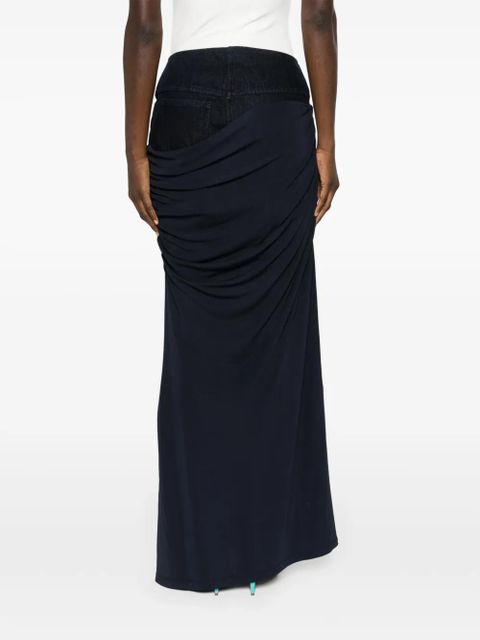 Christopher Esber Wrapped denim-trim maxi skirt - Blue