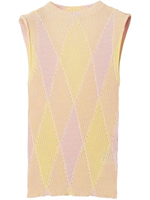 Burberry crew-neck argyle intarsia-knit top - Yellow - zdjęcie produktu nr 1