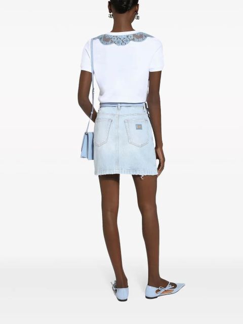 Dolce & Gabbana logo-plaque denim skirt - Blue