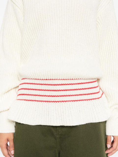 Chloé ribbed turtleneck stripe-detail sweater - Neutrals