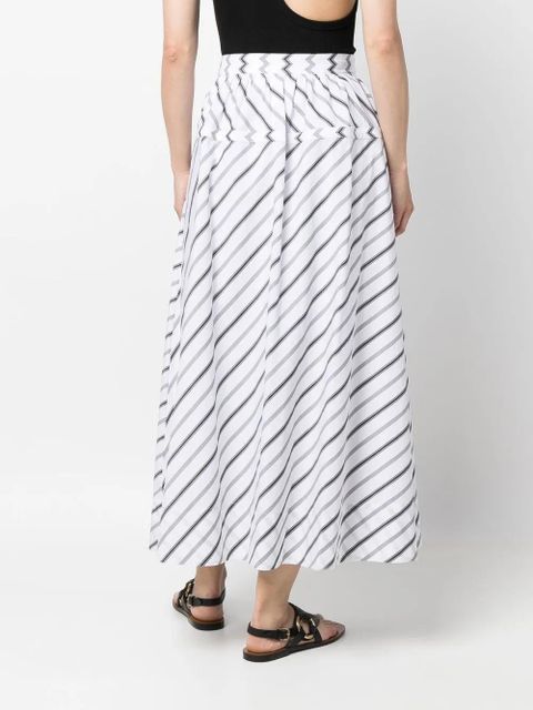 Tory Burch Variegated striped poplin skirt - White