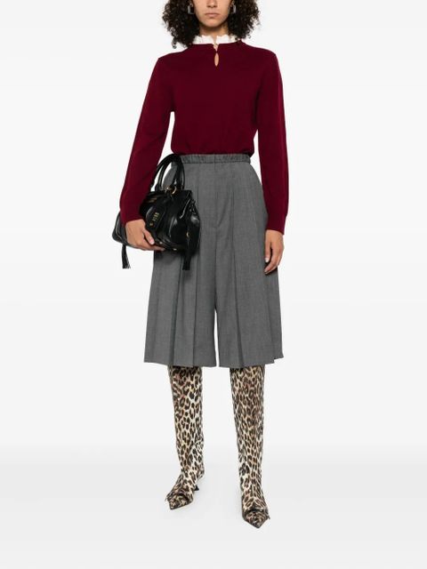 SANDRO ruffled-collar sweater - Red