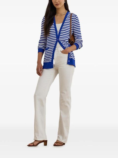 Lauren Ralph Lauren striped ribbed-knit cardigan - Blue