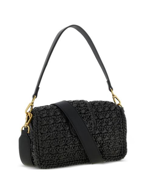 TWINSET woven logo-plaque shoulder bag - Black