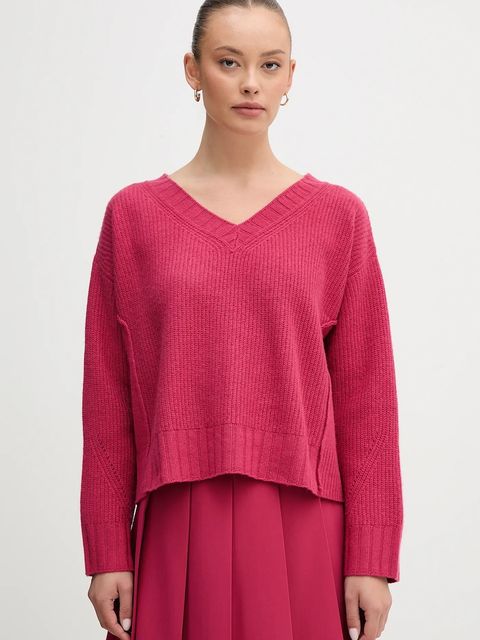 United Colors of Benetton sweter z dodatkiem wełny damski kolor różowy 126WD402Z - zdjęcie produktu nr 1