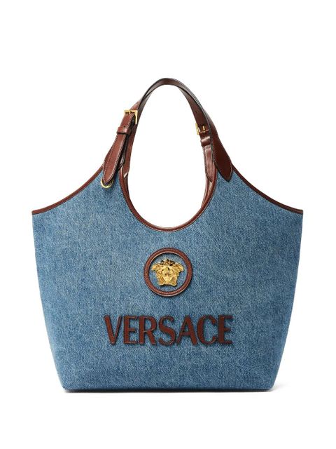 Versace logo-appliqué tote bag - Blue - zdjęcie produktu nr 1