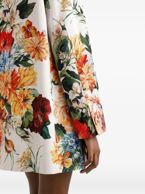 Dolce & Gabbana floral-print coat - White