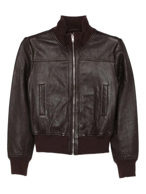 The Frankie Shop zip-front leather jacket - Brown - zdjęcie produktu nr 1