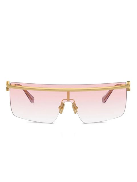 Miu Miu Eyewear gold-frame shield sunglasses - Pink - zdjęcie produktu nr 1