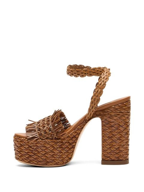 Casadei fringed heeled sandals - Brown