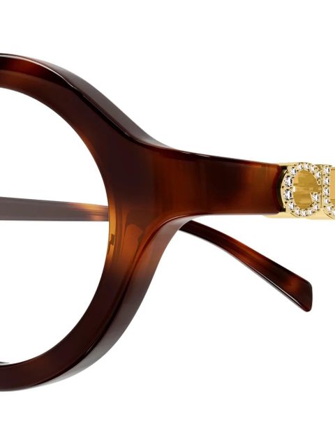 Gucci Eyewear logo round-frame glasses - Brown