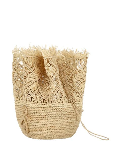 Ruslan Baginskiy fringed woven bucket bag - Neutrals