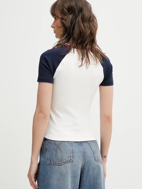 Tommy Jeans t-shirt damski kolor beżowy DW0DW22536