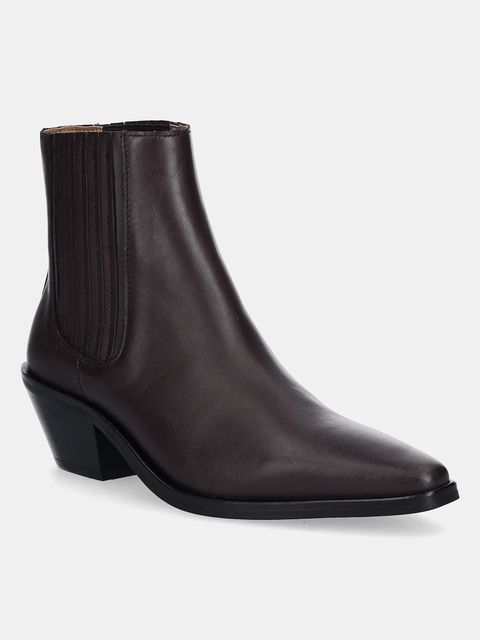 BOSS botki skórzane Niara damskie kolor fioletowy na słupku 50558640 - zdjęcie produktu nr 1