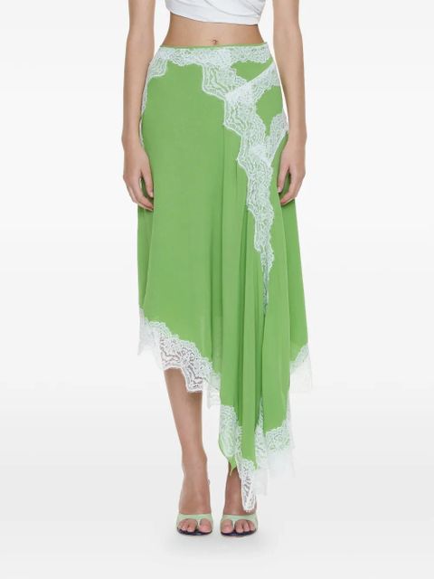 Christopher Esber Verve lace-detail asymmetric skirt - Green - zdjęcie produktu nr 1