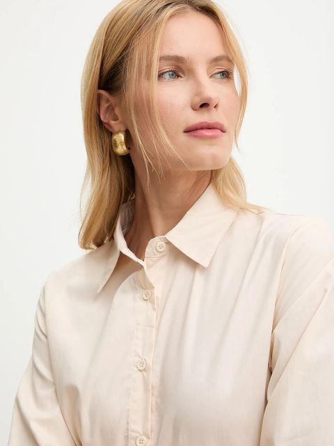 Answear.LAB koszula bawełniana damska kolor beżowy regular z kołnierzykiem klasycznym
