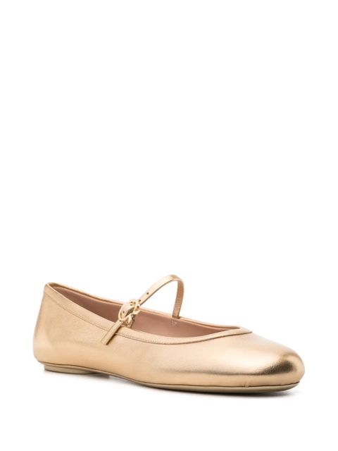 Gianvito Rossi Carla buckled ballerina shoes - Gold