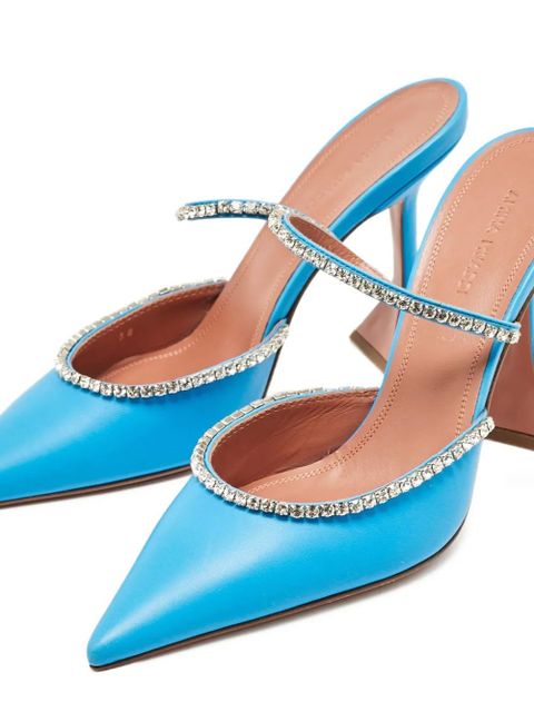 Amina Muaddi rhinestone-embellished pointed mules - Blue