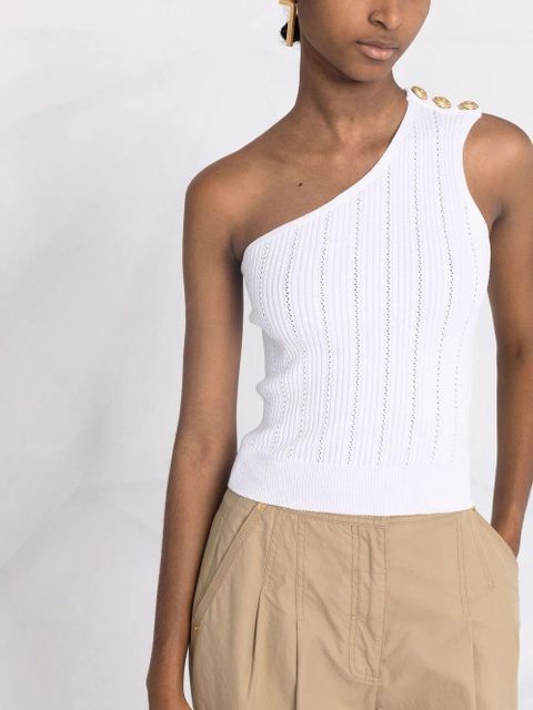 Balmain asymmetric button detail top - White