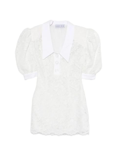 Rowen Rose puffy-sleeves polo mini dress - White - zdjęcie produktu nr 1