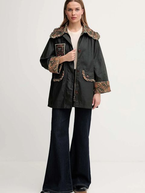 Barbour kurtka bawełniana x Farm Rio kolor zielony przejściowa oversize LWX1504 - zdjęcie produktu nr 2