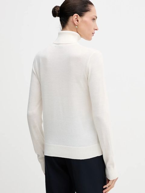 Sisley sweter damski kolor beżowy lekki z golfem 11BAM201C