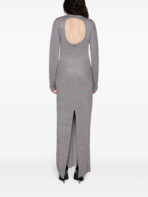 Rabanne rhinestone-embellished open-back maxi dress - Grey
