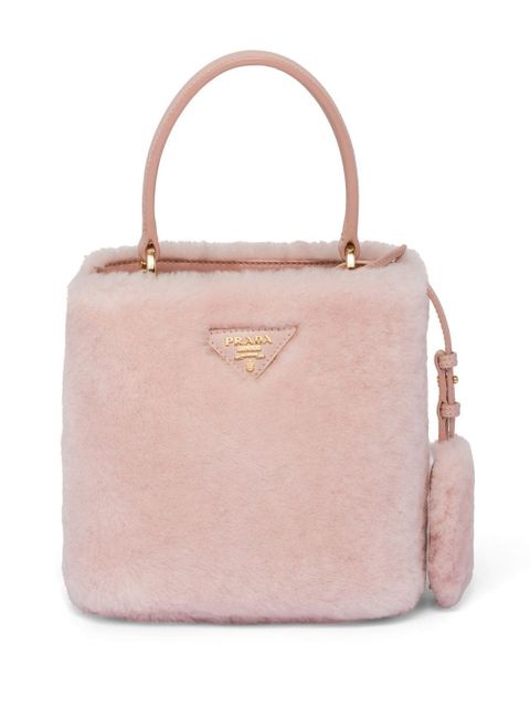 Prada mini Panier shearling tote bag - Pink - zdjęcie produktu nr 1