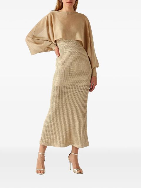 TWINSET ribbed-knit metallic dress - Neutrals - zdjęcie produktu nr 2
