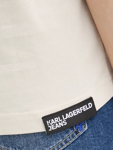 Karl Lagerfeld Jeans t-shirt bawełniany damski kolor beżowy A4W17008
