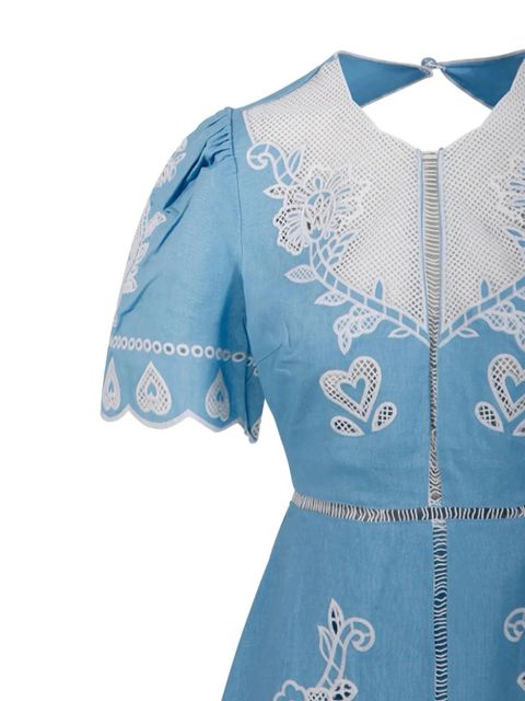 FARM Rio cut-out embroidered midi dress - Blue
