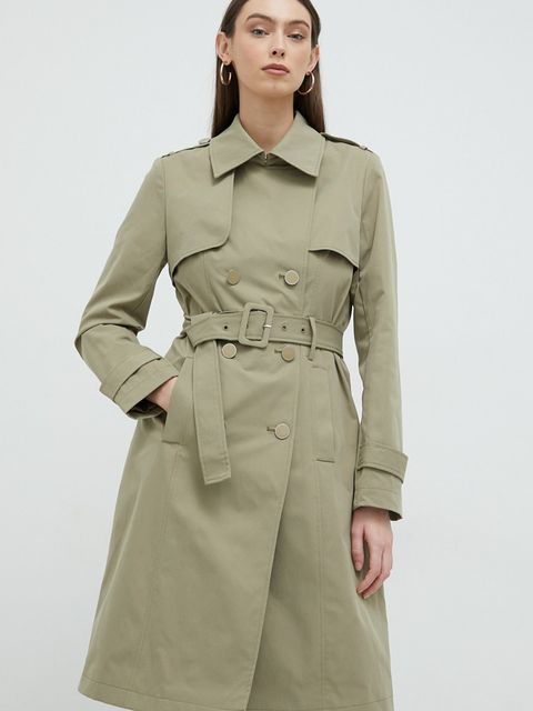 Guess trencz damski kolor zielony przejściowy