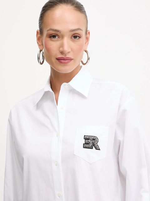 ERMANNO Firenze koszula bawełniana damska kolor biały relaxed z kołnierzykiem klasycznym 57TK014E31