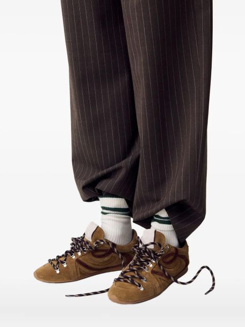 Claudie Pierlot suede leather lace-up sneakers - Brown